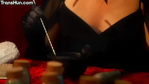Smallboobs TS witch rimmed and fisted by foot fetish babe