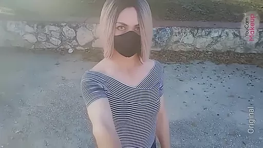 Sissy Walking Outdoor Public Park - Crossdresser Exhibitionism Public Cumshot