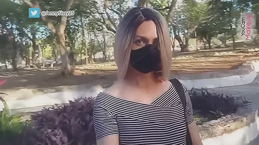Sissy Walking Outdoor Public Park - Crossdresser Exhibitionism Public Cumshot