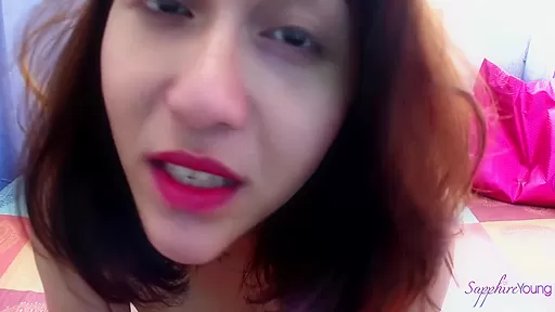 Sapphire Young - In Her Bed In Panties With Her Big Tits Out Strips And Lets Her Big Ladyboy Cock Grow Hard While Talking