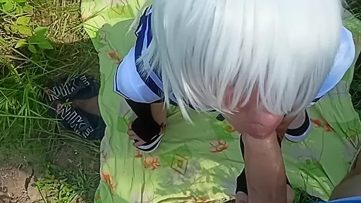 In Public Sissy Femboy Greedily Sucks Cock