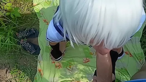 In Public Sissy Femboy Greedily Sucks Cock
