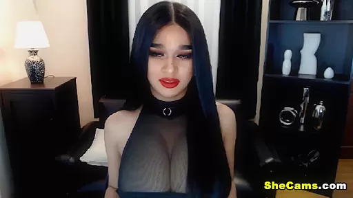 Lovely Shemale Rubs Her Dick Hard