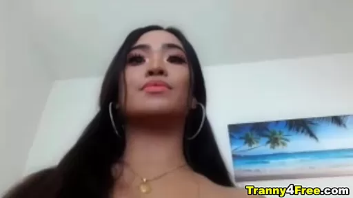 Hot Asian Tranny Strokes Fast Her Cock