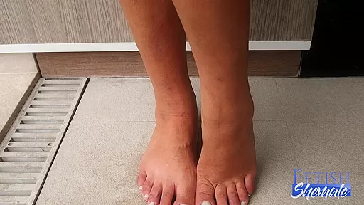 Ingrid Rubs her Tranny Feet