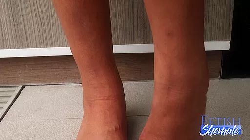 Ingrid Rubs her Tranny Feet