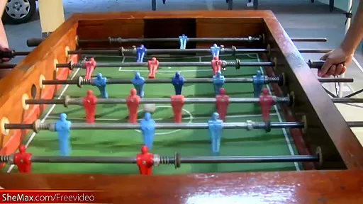 T-girls strip down lingerie and stockings playing foosball