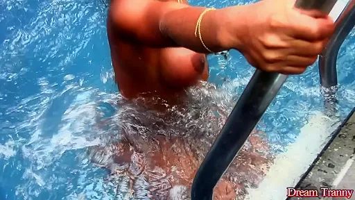 Shemale Adrielhy Bronze takes a dip and a piss