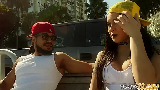 Interracially banged trans gets facialized