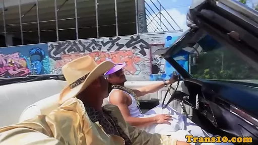 Ladyboy spitroasted hard by black dudes
