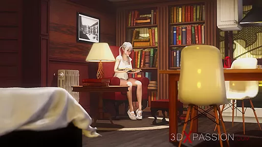 Hottest futa with a huge dick plays with a sexy horny nerdgirl in the dungeon