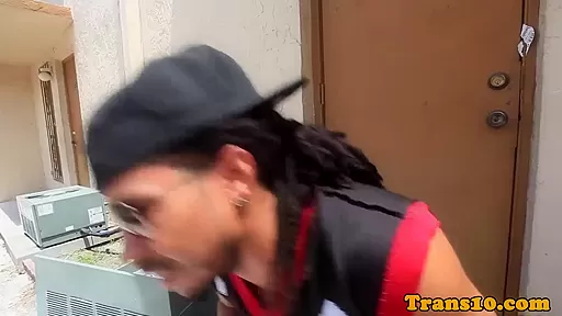 Ladyboy spitroasted hard by black dudes