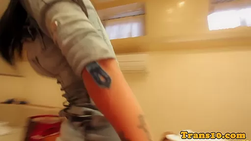 Tonguepierced latina tgirl showing ass bts