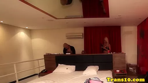 Blond latina tranny beauty behind the scenes
