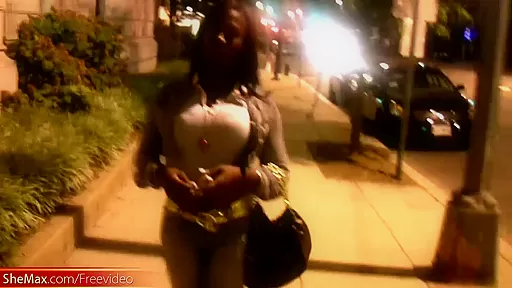 Black shemale babe plays with long cock until cummy orgasm