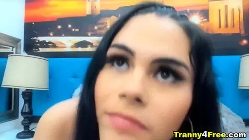 Beautifully bare-chested Shemale Faps Her Huge Cock