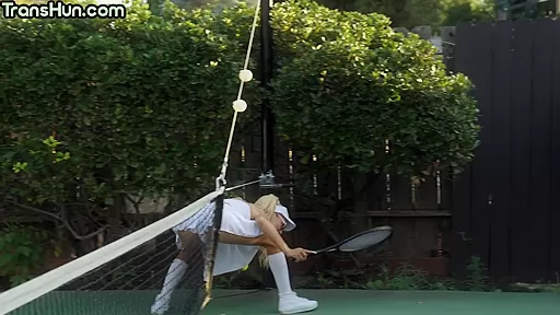 Tennis TS MILF cums in mouth of redhead MILF after long BJ