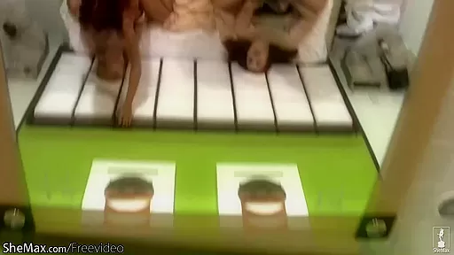 Four chicks with dicks explore each others asses with cocks