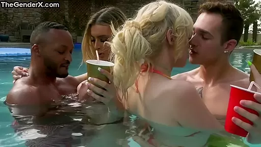 Boobylicious TS MILFS fucked in orgy outdoor by guys