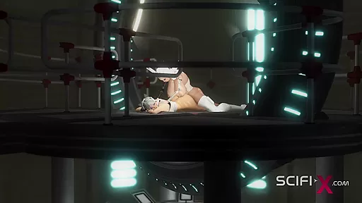 Sci-fi anal sex! Super hot college girl sluts & gets ass fucked by 3d busty dickgirl