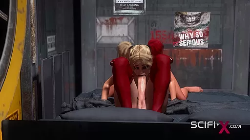 A young hottie gets fucked hard by a hot shemale in the living room