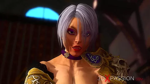 A sexy busty hottie gets fucked hard by 3d futanari in the medieval throne chamber