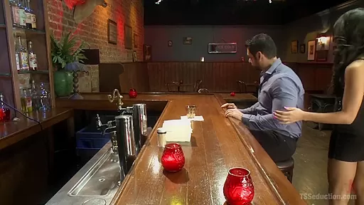 Bartender will Help you Forget Ur Troubles by Making you Suck Her Cock