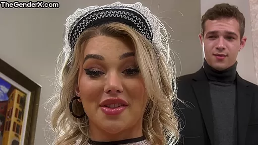 Transsexual maid fucked by boss in ass in missionary