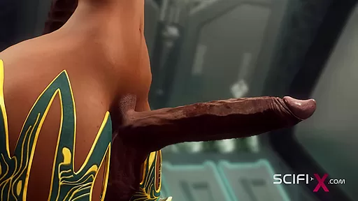 A hot horny girl gets fucked by 3d dickgirl in a spaceship
