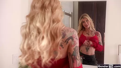 Lucky guy facefucks and anals big boobs shemale Gracie Jane