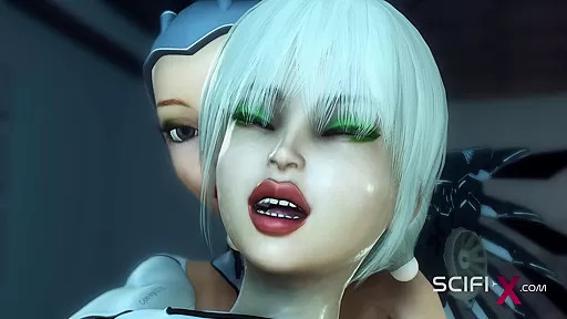 A hot young space girl gets fucked by female android futanari