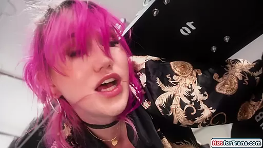Stuck tattooed shemale Lena Moon ass rimmed and sucking cock