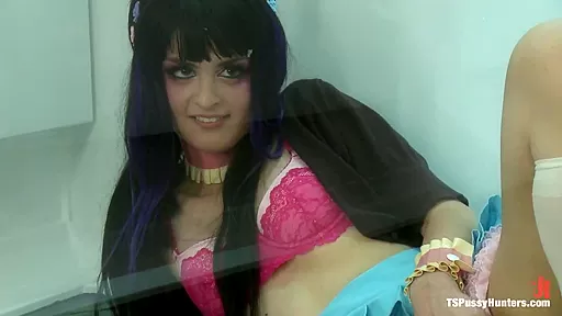 Anime Fucking in a Virtual World w Transsexual Kitty Doll and Her Pet