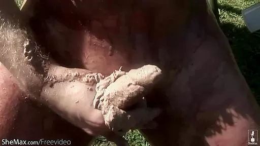 Big boobed shemale is jerking off until messy cumshot