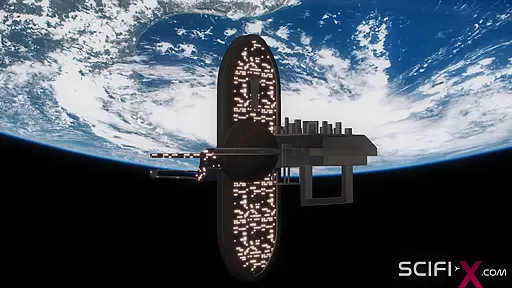 Female sex android plays with a sexy ebony in the space station