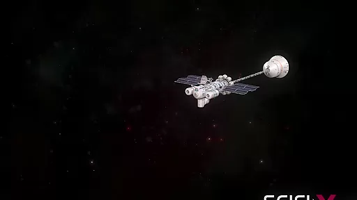 Cyber angel dickgirl fucks a sexy blonde in the space station