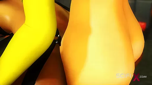 Super fuck machine. A young ebony in restraints gets fucked hard by a sexy dickgirl