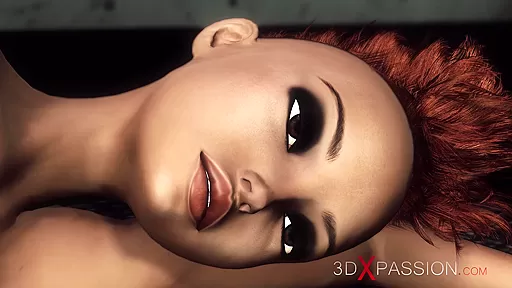 Cyber angel dickgirl plays with a sexy young ebony in the sci-fi lab