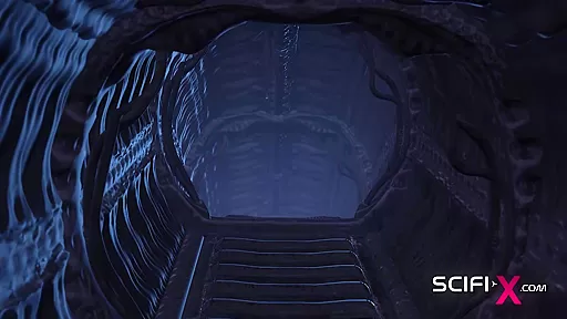 Hot alien sex in a dark cave with a horny young blonde