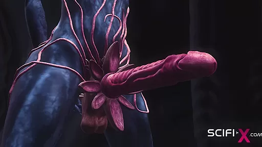 Hot alien sex in a dark cave with a horny young blonde