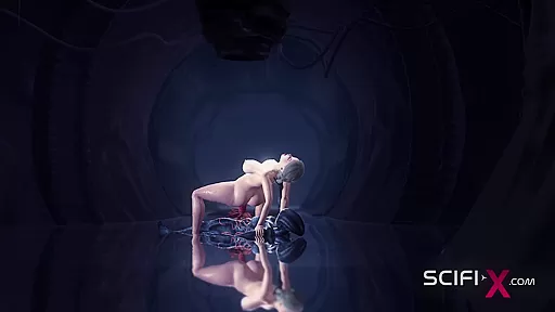 Hot alien sex in a dark cave with a horny young blonde