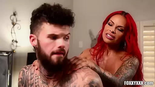 TRANSEROTICA Redhead TS Foxxy Fucks With Tattooed Ink Fit