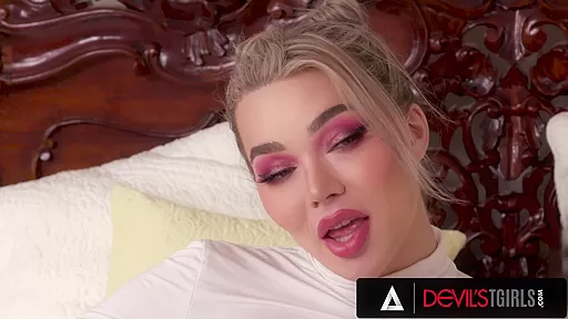 DEVILS TGIRLS - Naughty Gorgeous Trans Emma Rose In Pantyhose Gets Her Ass Pounded Like hell