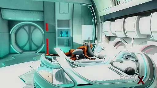 Super alien sex in the sci-fi lab. Futa alien plays with a young hottie