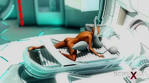 Super alien sex in the sci-fi lab. Futa alien plays with a young hottie