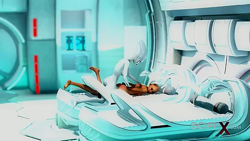 Super alien sex in the sci-fi lab. Futa alien plays with a young hottie