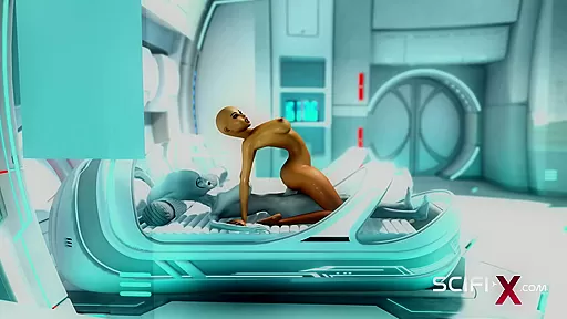 Super alien sex in the sci-fi lab. Futa alien plays with a young hottie