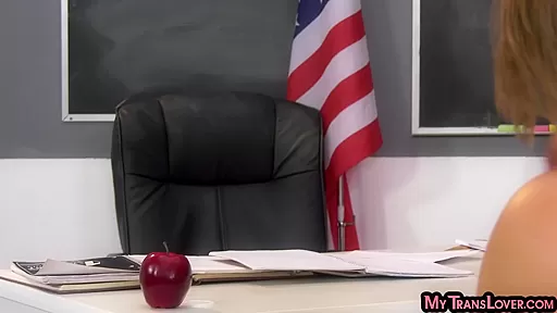 Busty TS teacher fucked by student 18+ in college classroom