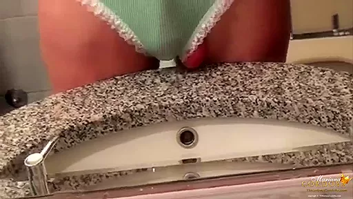 Selfie of green panties and a huge cock