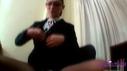 Office jerkoff with Sapphire Young